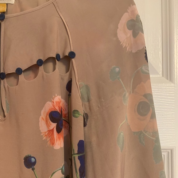 Anthropologie Lefisdottir Ottoman Poppies silk top, 6 - Picture 4 of 7